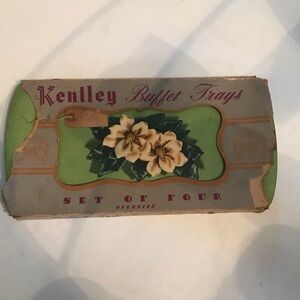 VINTAGE Trays Lap/Display Charcuterie BUFFET 50'S MAGNOLIAS NOS Set Of 4 KENTLEY